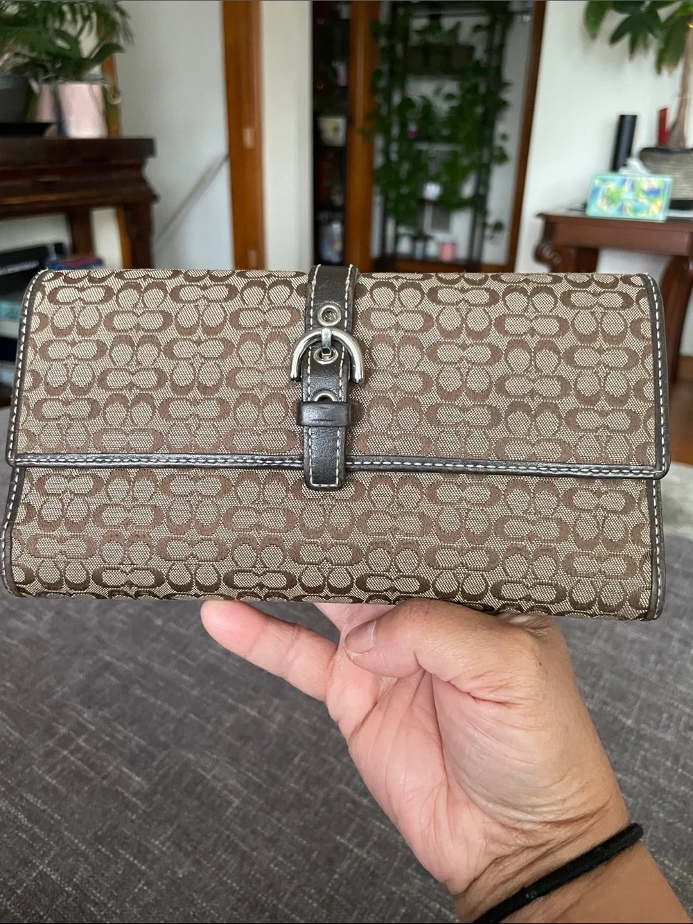 Coach Vintage Brown Monogram Buckle Wallet